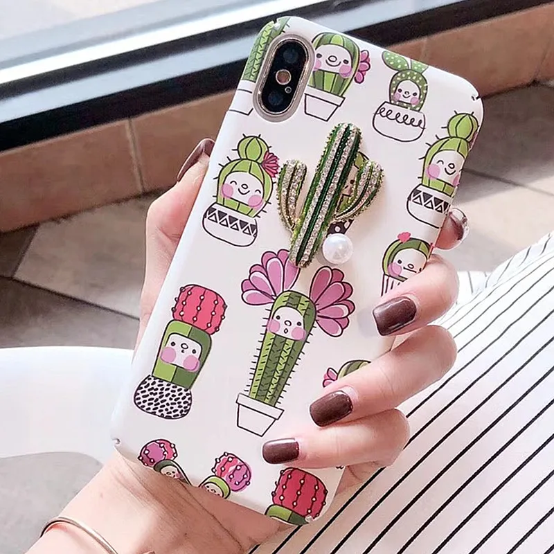 cactus print design cute cartoon stereoscopic cover for apple iphone 6 6s 6P plus iPhone 7 7P 8 8P X soft mobile phone Case |