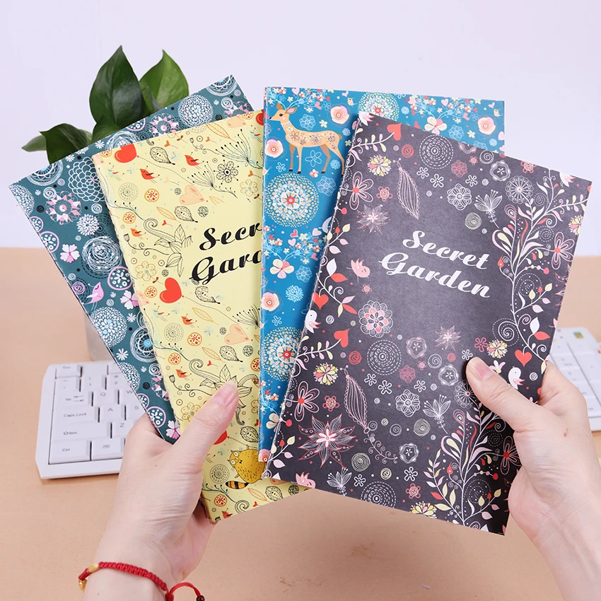 

1PC New Kawaii Printing Diary Notebook Secret Garden Notepad Flowers Bird Notebooks Student Stationery