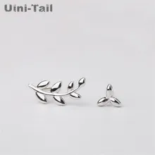 Uini-Tail, новинка 925, Стерлинговое Серебро, асимметричные оливковые листья, оливковые серьги-ветки, темперамент, гипоаллергенныые серьги GN272