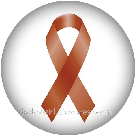 cancer ribbon glass snap button DIY jewelry Round photo cabochons flat back DA1134 - Окраска металла: A5497