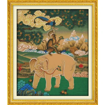 

Joy sunday animals style The four lucky animal picture cross stitch patterns christmas free counted craft for home decoration