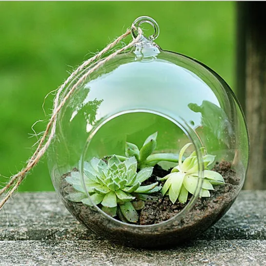 

DIY Round Hanging Glass Vase flower pot transparent glass vase hydroponic container wedding table decoration