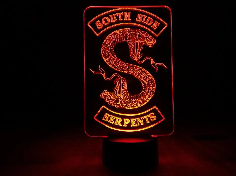 Значки ривердейл Змеиный Логотип Ночной светильник светодиодный Southside Serpents вывеска для декора вещей ривердейл аксессуары подарок настольная лампа для спальни