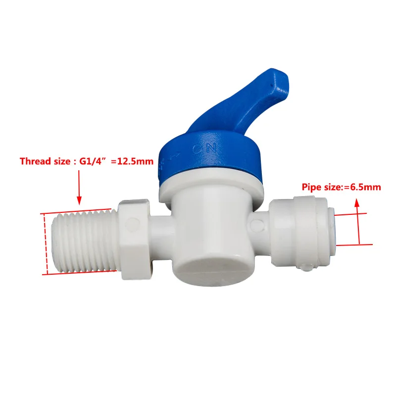 Равный прямой G1/4(резьба 12,5 мм/размер трубы 6,5 мм) трубчатый шаровой клапан Swicth быстрое соединение RO воды аквариум осмоса системы