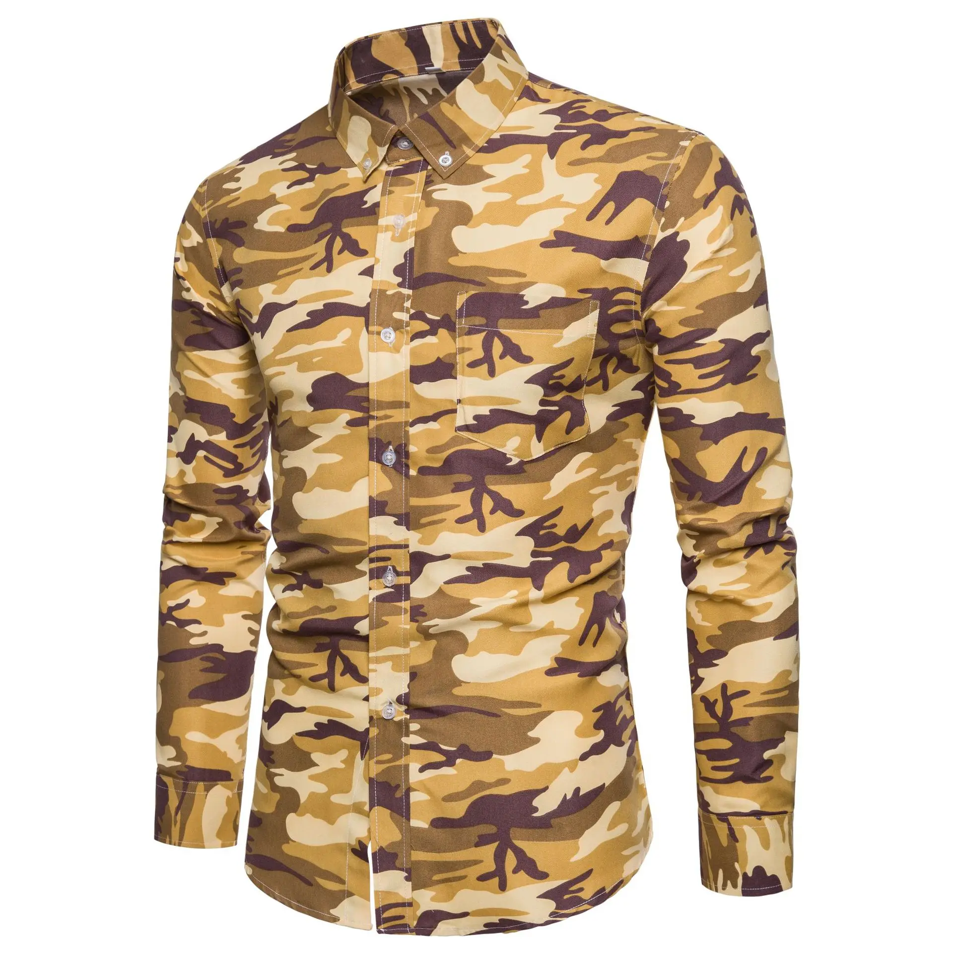 2019 Spring Summer Men Tactical Camouflage Shirt Men Breathable Casual Long Sleeve Shirt