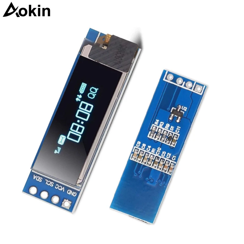 Aokin 0 91 дюймовый ЖК экран 128x32 IIC I2C синий OLED дисплей DIY модуль SSD1306 Драйвер IC DC 3 В 5 для
