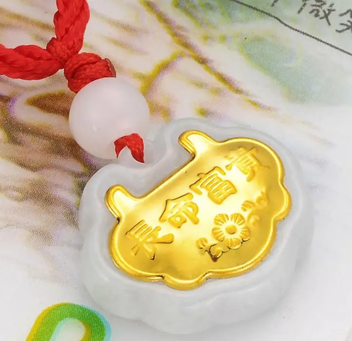 3D золото инкрустированные нефрит инкрустация и tian Yu долгий срок службы богатый pendantH25