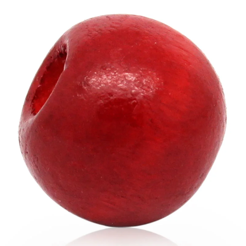 

Doreen Box hot- 200PCs Red Dyed Round Wood Beads 12mmx11mm (B20157)
