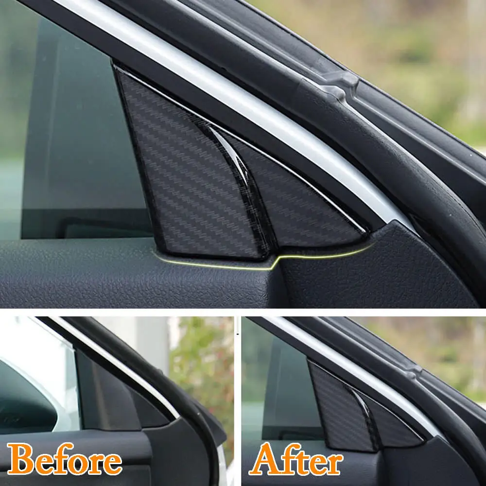 Carbon Fiber Color Car Interior Door Triangle Pillar Cover Trim Decal