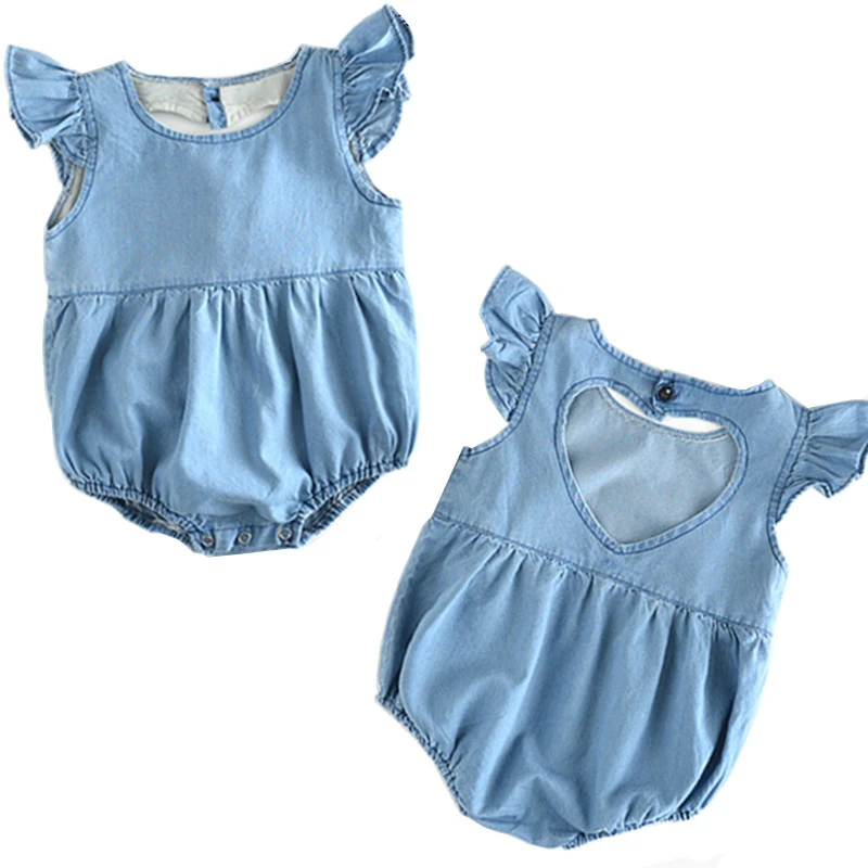 denim baby girl romper