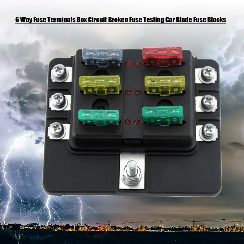 DC 32V 6 Way Fuse Terminals Box Circuit Broken Fuse Testing Car Auto