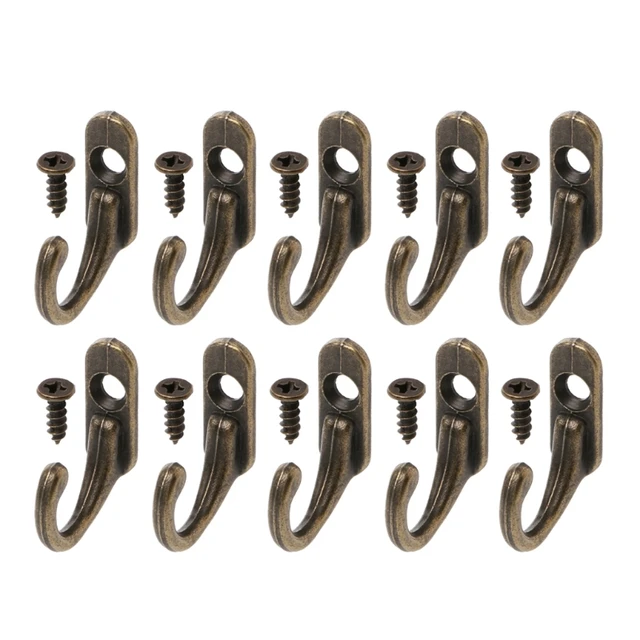OOTDTY 10PCS Vintage Bronze Double Coat Hangers Wall Mounted Entryway Hooks With Screwsin Hooks