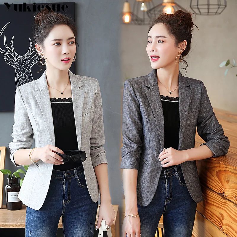 

2019 New Plus Size Womens Business Suits Spring Autumn All-match women Blazers Jackets Short Slim long-sleeve Blazer Women Suit