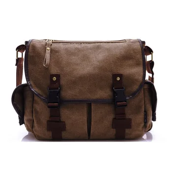 

Hot Selling New Canvas Messenger Bags Men's Solid Cover Button Casual School Shoulder Bags Male Big Capacity Cross Body Bag -B5