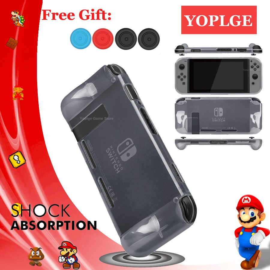 

Nintend Switch Case TPU Transparent Protective Cover 4 Analog Caps for Nintendoswitch Nintendos Switch Accessories