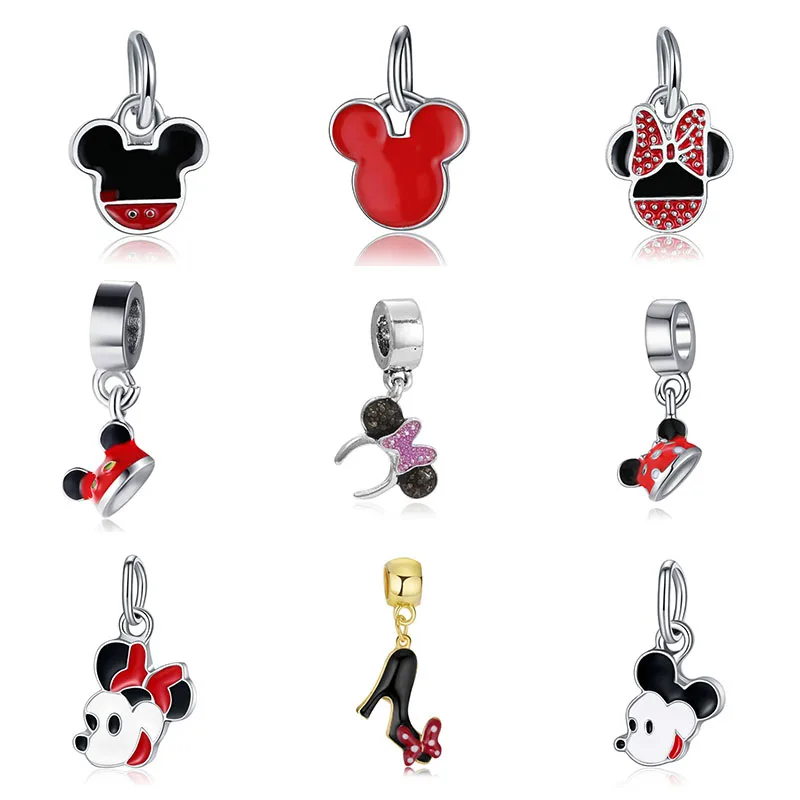 

Fit Pandora Bracelet Mickey Women Charms 925 Silver Jewelry Bijoux Perfumes Mujer Originales Necklace Charm Jewelry Beads