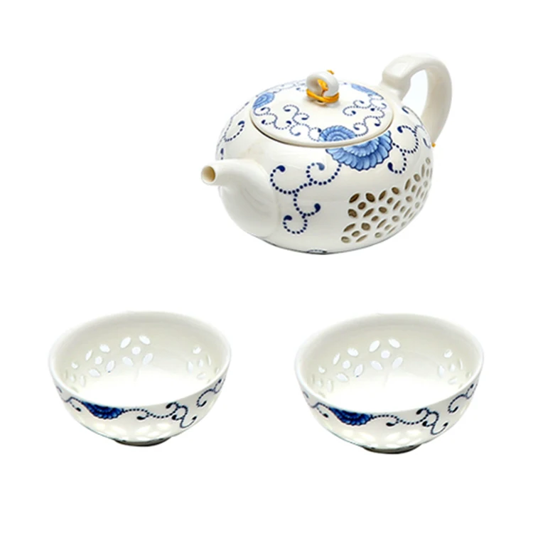 Tangpin azul e branco requintado cerâmica bule