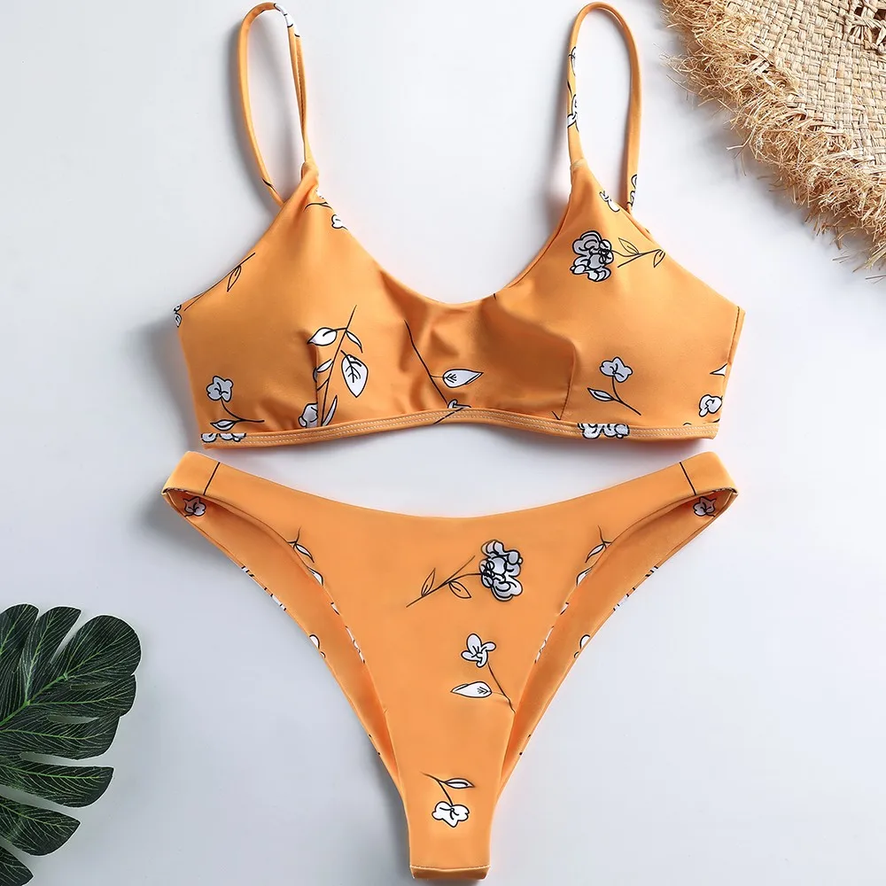 

Brazilian Bikini Set Bathing Suits Beachwear Swimming Bikinis Set Sexy Swimwear Women Lace Printing Swimsuit Push Up Bikini #9