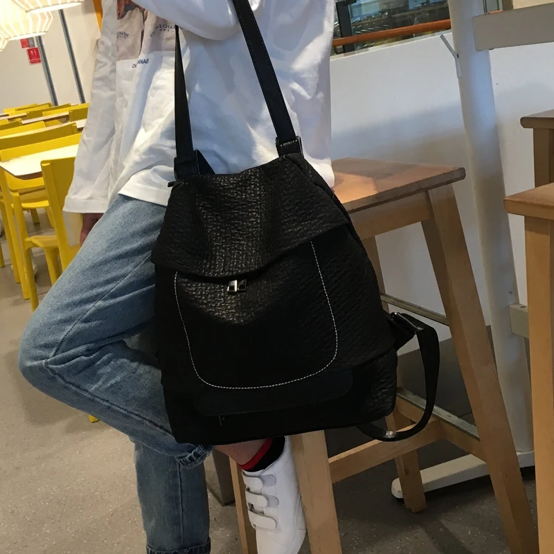 Dos Wb506 Nouvelle Véritable Sac Mouton De Épaule À Woonam Mode Cuir En Peau Noir 8xOwpRT