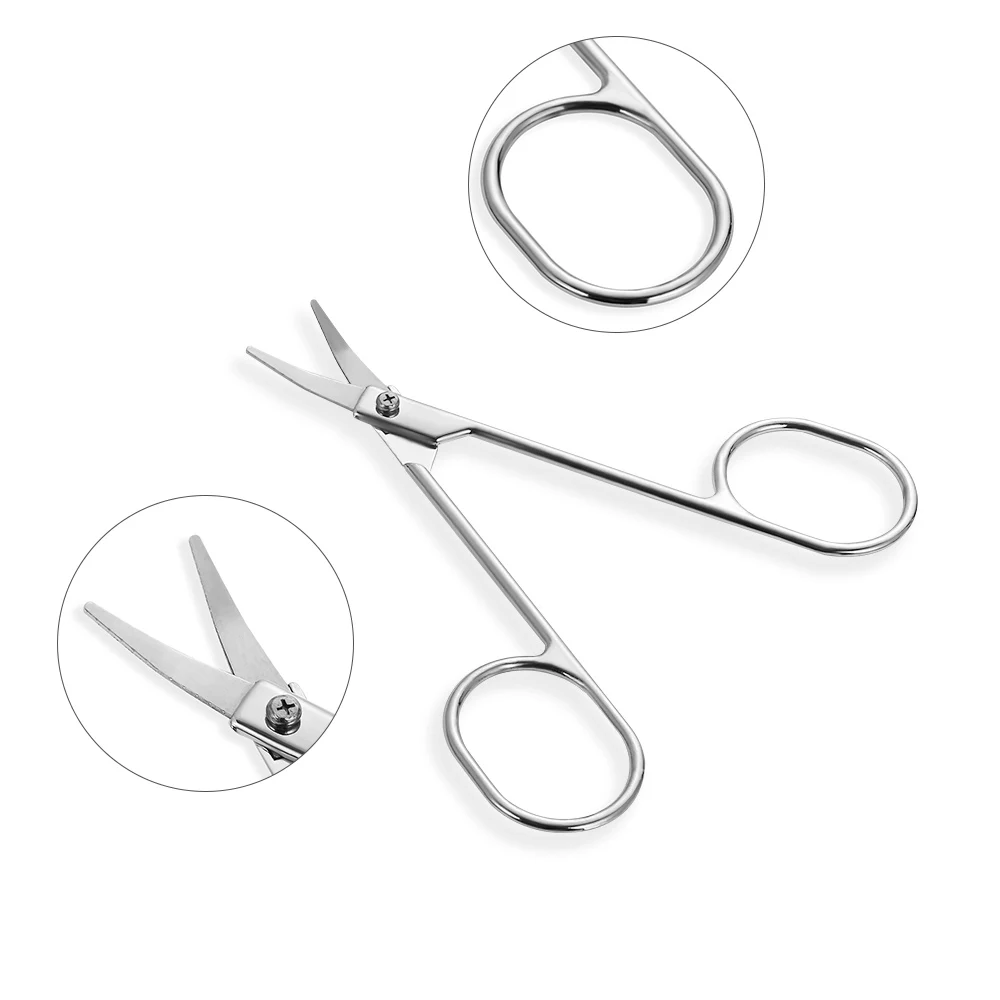 Professional Makeup Scissors Stainless Steel Eyebrow Scissor Woman Nose Hair Face Hair Mustaches Removal Tool Silver Cosmetic