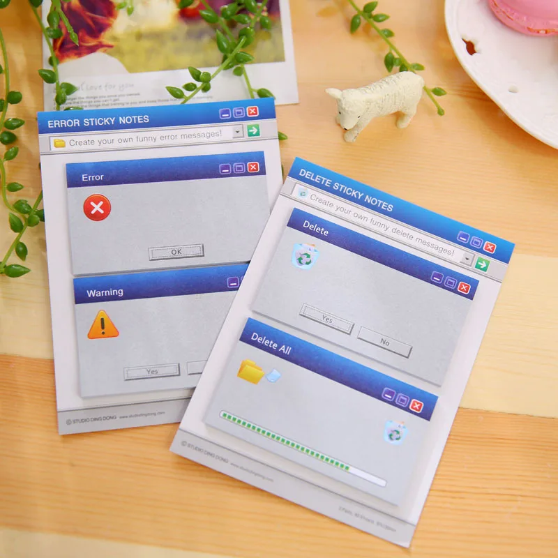 

2-Pack Creative DELETE Sticky Note , Novelty ERROR Sticky Notes , Computer Desktop Memo Pads