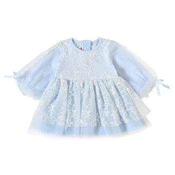 

newborn baby girl dress lace baby wedding party ball gown lantern sleeve embroidery girls clothes 0-3Y