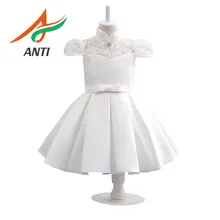 Анти белый пышные для девочек в цветочек платья платье для первого причастия для девочек Аппликация из бисера дети распродажа платьев Vestido