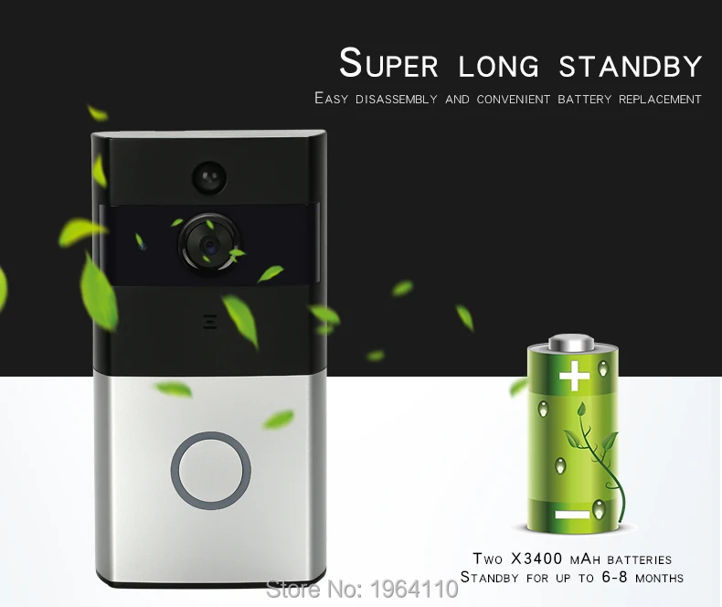 Wireless Visible TalkBack Doorbell with 720P Camera & PIR Sensor & One-Button WIFI Connection & Dingdong Ring & Free Mobile APP_F9