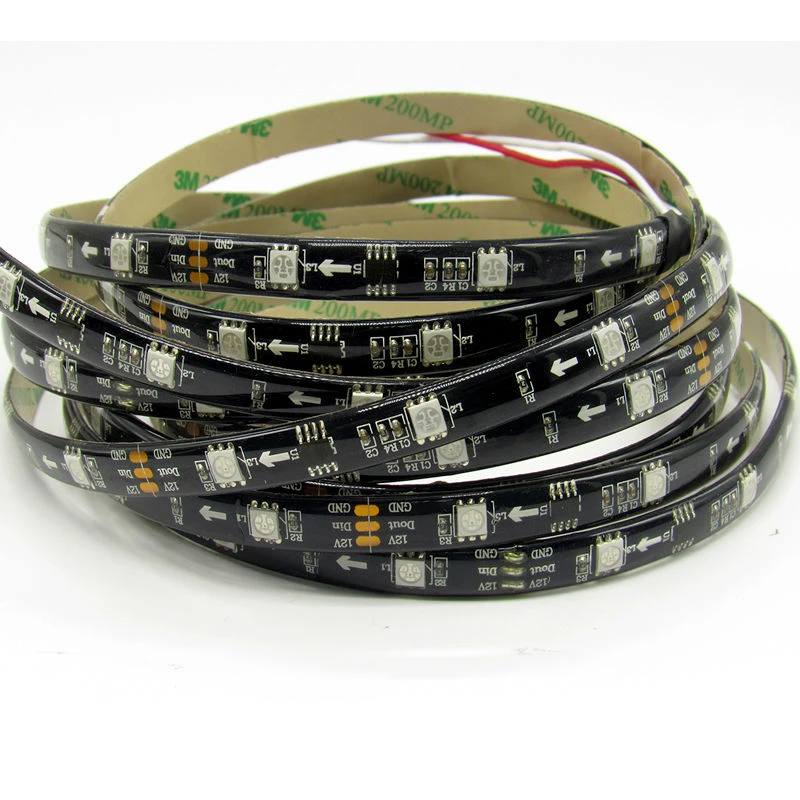 12v Ws2811 Waterproof Led Strip 5m 30leds 10pixels M 2811 Ic Pixel Strip 5050 Smd Rgb Flexible Black Pcb Ip65 Digital Full Color Led Strips Aliexpress