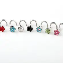 Модные панк поддельные перегородки медицинский титановый цветок кристалл носа гвоздики, пирсинг тела для женщин Заколка Для Девочек обруч Ювелирное кольцо в нос
