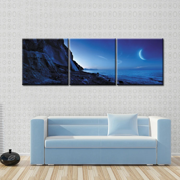 3 Piece Modern paintings Home moonlight Sea View Decorative Art Picture Paint on Canvas Prints picture Frame QJFJ3-43 | Дом и сад