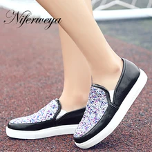 Г. женская повседневная обувь на весну-осень модная женская обувь на плоской подошве с круглым носком, украшенная стразами, без шнуровки zapatos mujer 34-43