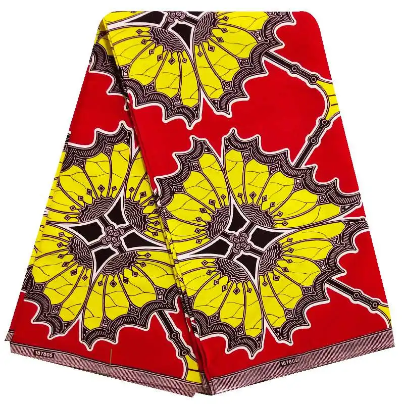 Красные и золотые африканские настоящие восковые принты настоящий голландский воск Анкара ткань с рисунком 6 ярдов хлопок дизайн Дашики свадьба