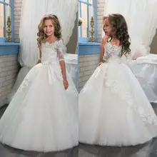 Новые Платья с цветочным узором для девочек на свадьбу; платья для первого причастия для девочек; Primera Comunion; одежда принцессы; Индивидуальный размер
