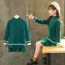 Детские свитера г., осенне-зимнее длинное платье-свитер для девочек детский пуловер для девочек, джемпер, одежда для детей 5, 6, 10, 12 лет