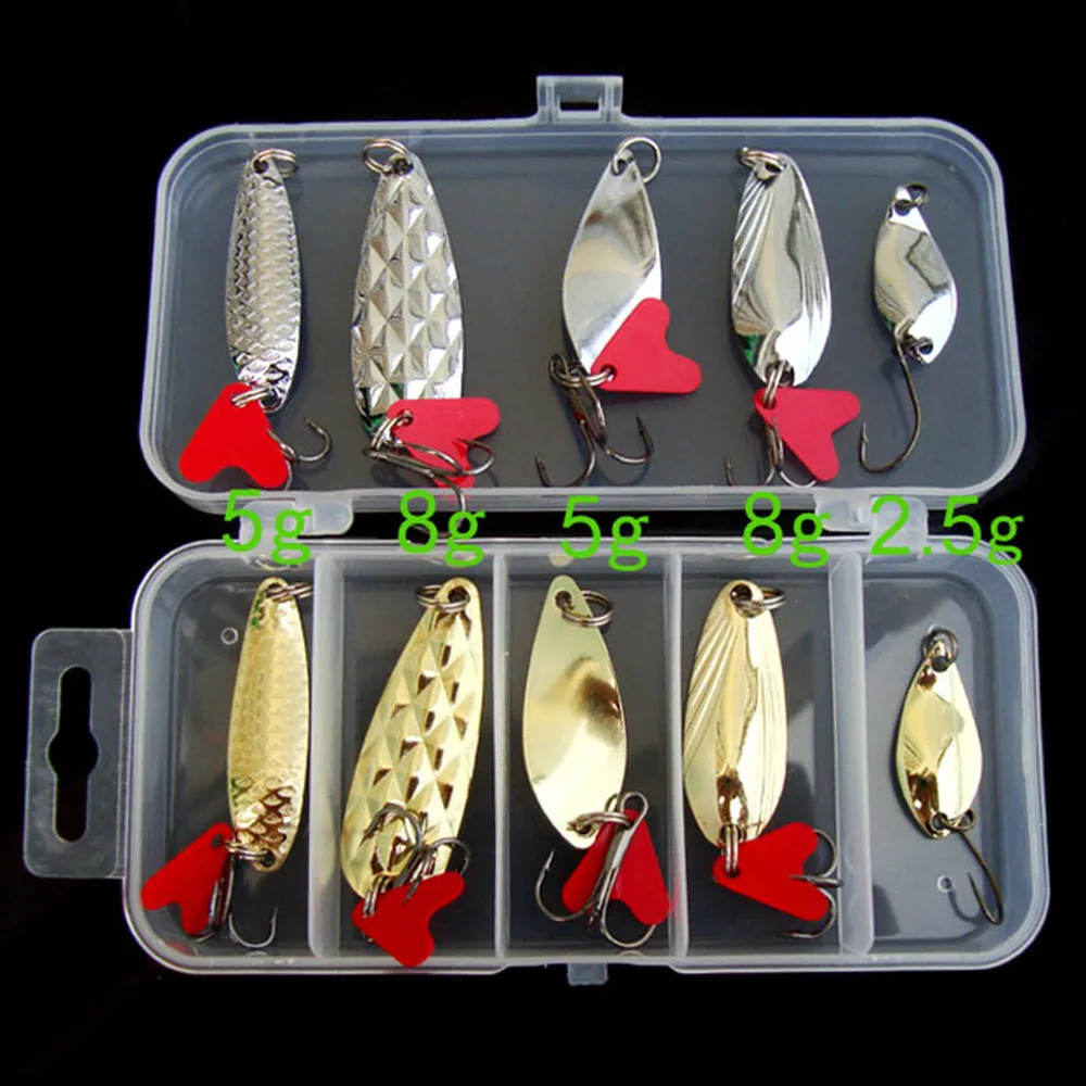 Hot sale 10pcs Metal Fishing Lures Bass Spoon Crank Bait Saltwater