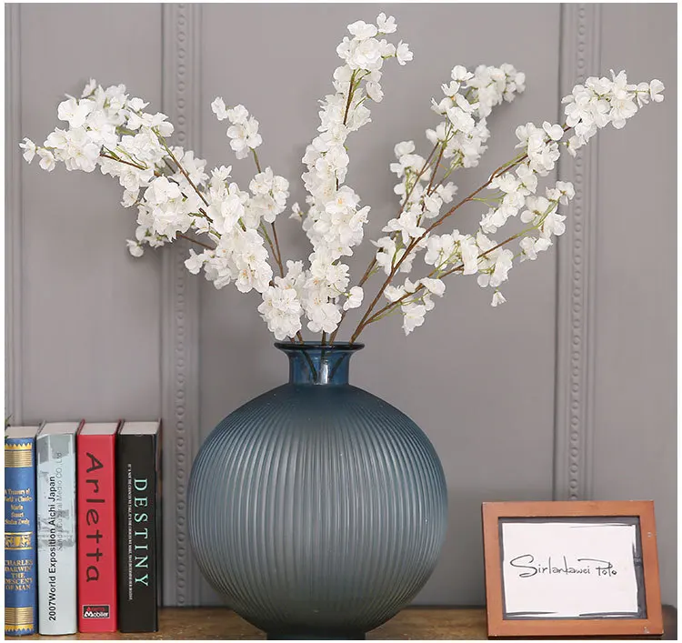 High-end romantic artificial cherry blossoms fake silk flower home wedding DIY decorative flower wall flower arrangement