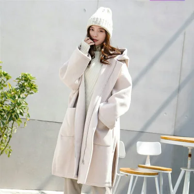 Femelle Laine Outwear coat Élégant Casaco pink Nouveau apricot Split 2019 Femmes Lx224 Femme Long Automne Feminino khaki Trench Manteau Capot En Caramel Lâche x768S7nqa