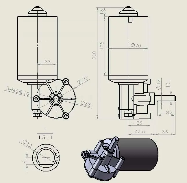 Червь Шестерни двигателя для гаража, DC24V 52 об./мин. 80Kg. см Шестерни ed Мотор левый версия, самоблокирующимся функции, скользящего затвора дверь двигателя