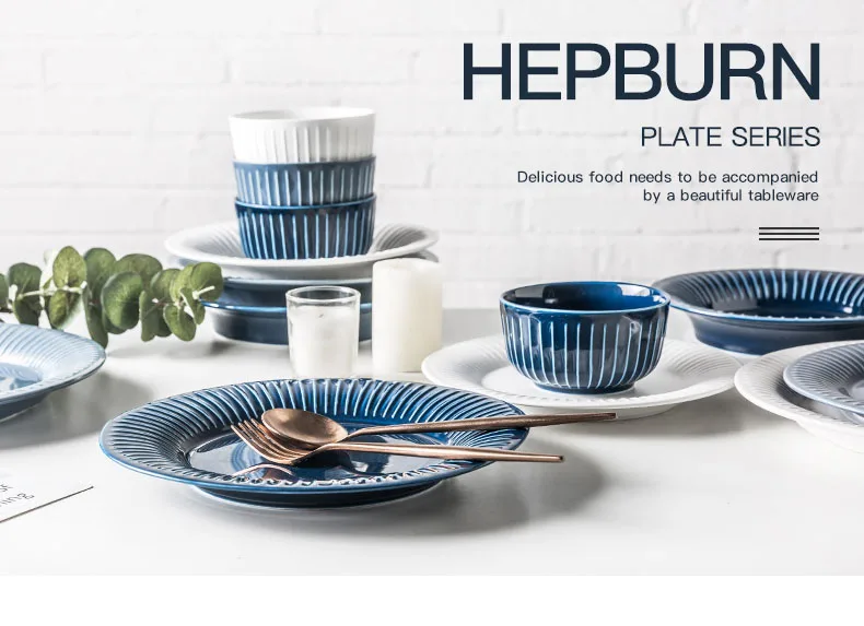 ANTOWALL скандинавские ins стиль керамическая посуда для дома белый и синий 12 дюймов Супер Большое блюдо для рыбы в полоску овальное блюдо тарелка