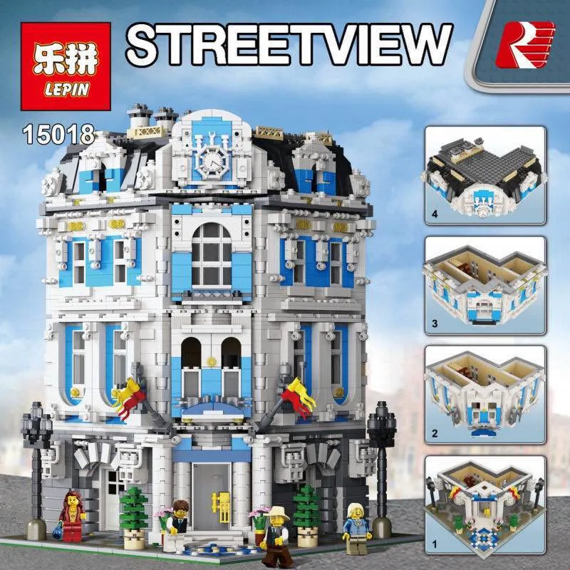 

Lepin 15018 City Series MOC The Sunshine Hotel Set Building Blocks Bricks Toys Educactional funny toys birthday Gifts For Child