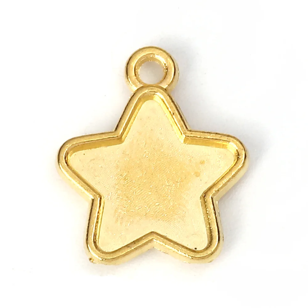 

Doreen Box Zinc Based Alloy Open Back Bezel DIY Pendants For Resin Gold Color Pentagram Star 18mm( 6/8") x 15mm( 5/8"), 20 PCs