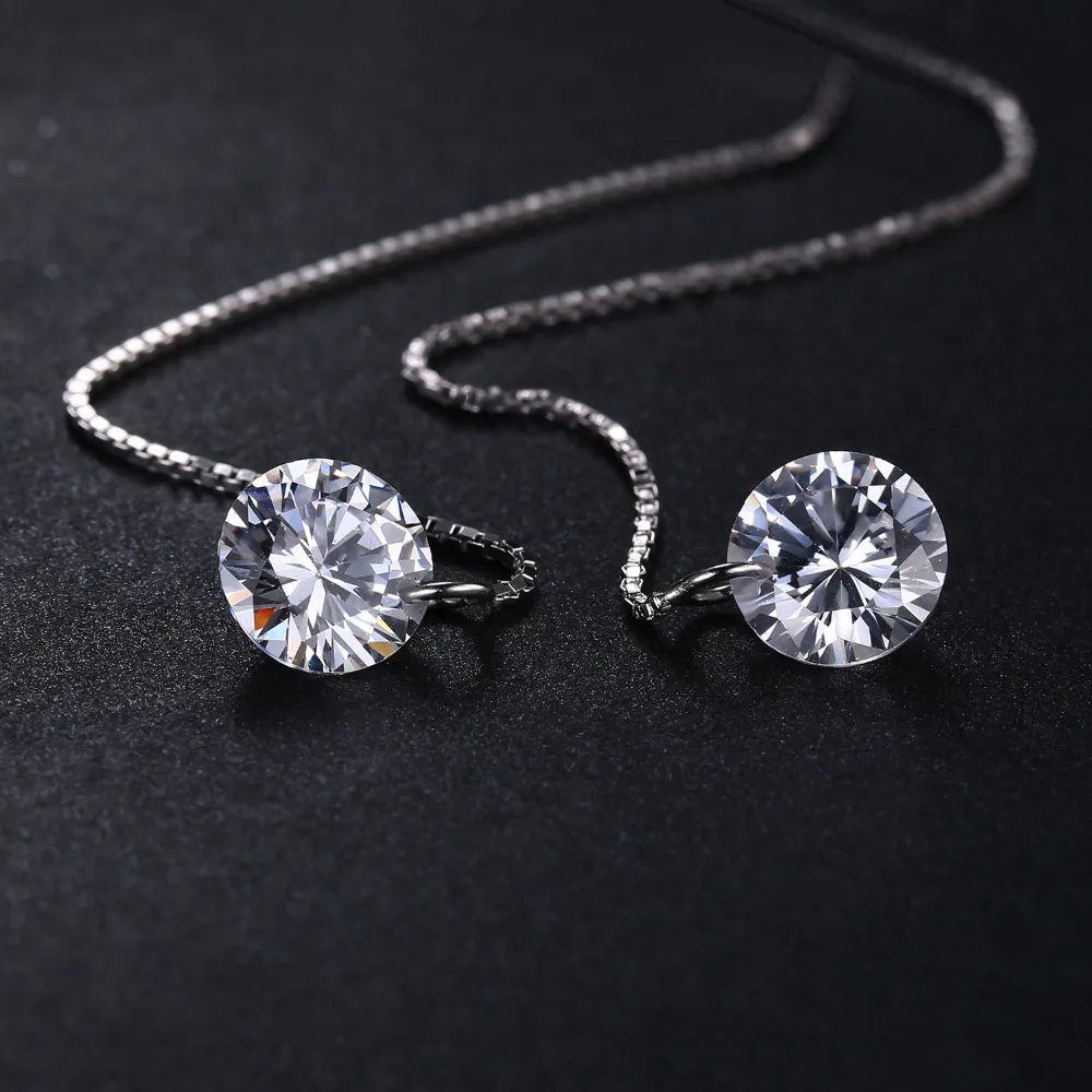 JewelryPalace 5.2ct круглой огранки серьги Настоящее 925 пробы серебро длинные модные