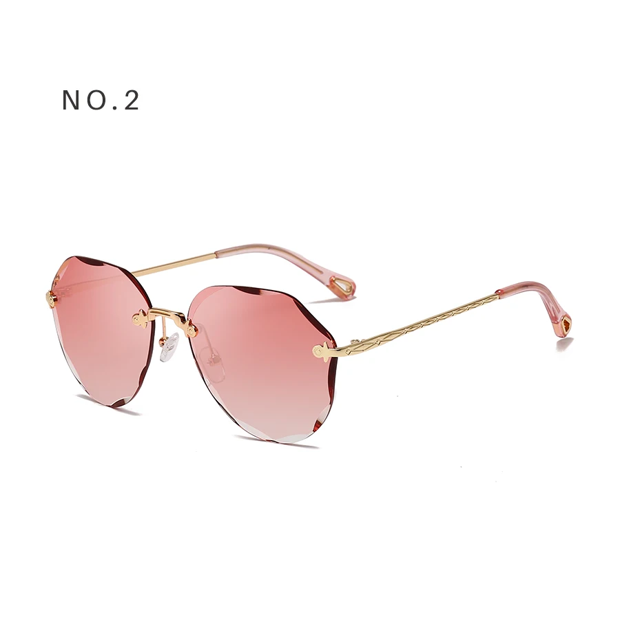 AEVOGUE Sunglasses For Women ladies Rimless Diamond cutting Lens Brand Designer Ocean Shades Vintage Sun Glasses AE0637 big sunglasses for women Sunglasses