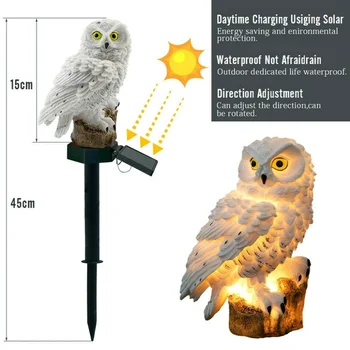 

White/Brown Solar Power Lamp Durable Owl Shape Solar Light Waterproof Outdoor Multipurpose Lamp Path Lawn Yard Garden Lamp