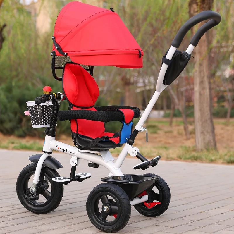 Детский трехколесный велосипед с ограждением, велосипед, три колеса, коляска, детская коляска, 2 в 1, зонт, автомобиль, детская трехколесная коляска, коляска, Трайк - Цвет: titanium RD