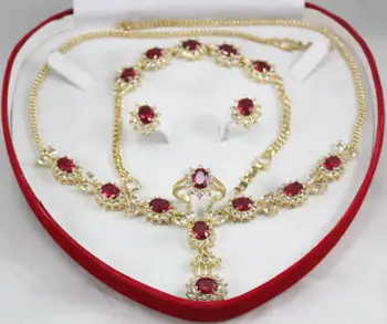 

FREE SHIPPING Fashion jewelry Set Crystal 18K Gold Plated necklace Bracelet Earring Ring (30%)