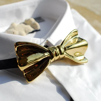 

Novelty Men Women luxury Formal Party Wedding Bow Tie Necktie Gift Golden Color