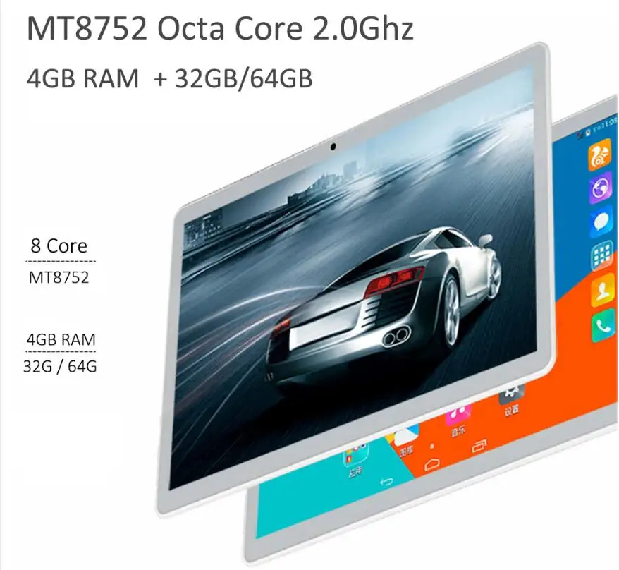 2.5D Стекло Google планшетный ПК 10 дюймов Octa Core 4 ГБ Оперативная память 64 ГБ Встроенная память 1280X800 ips WI-FI планшет с GPS телефон 3G Планшеты на Android 6,0