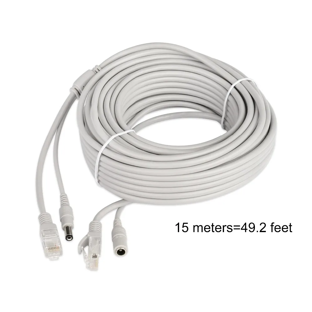 Misecu 30 м/20 м/15 м/10 м/5 м RJ45 + питание от напряжения постоянного тока 12 v кабель Lan кабель сетевой кабели для видеонаблюдения сети IP Камера